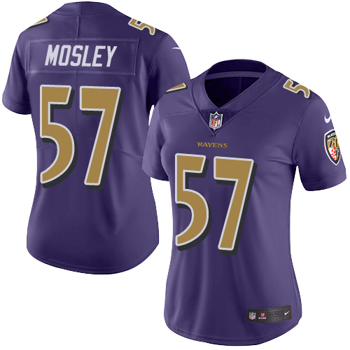 Women's Nike Baltimore Ravens #57 C.J. Mosley Limited Purple Rush Vapor Untouchable NFL Jersey