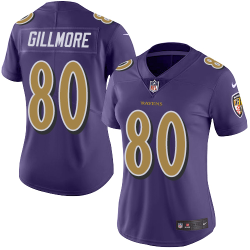 Women's Nike Baltimore Ravens #80 Crockett Gillmore Limited Purple Rush Vapor Untouchable NFL Jersey