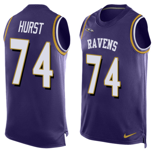 Men's Nike Baltimore Ravens #74 James Hurst Elite Purple Player Name & Number Tank Top NFL Jersey