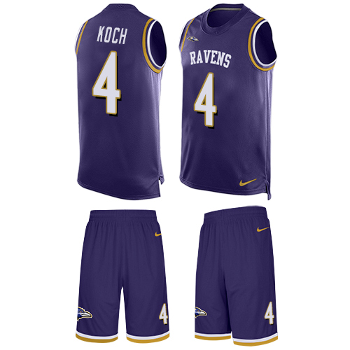Men's Nike Baltimore Ravens #4 Sam Koch Limited Purple Tank Top Suit NFL Jersey