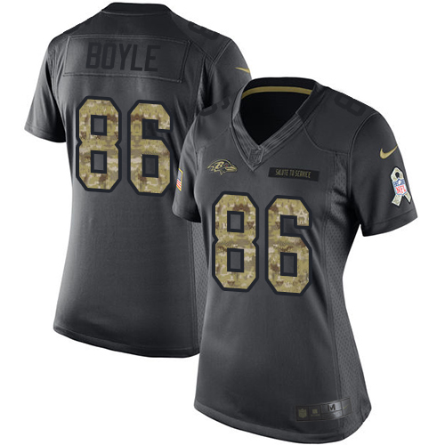 Women's Nike Baltimore Ravens #86 Nick Boyle Limited Black 2016 Salute to Service NFL Jersey