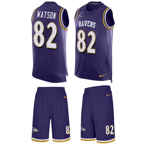 Men's Nike Baltimore Ravens #82 Benjamin Watson Limited Purple Tank Top Suit NFL Jersey