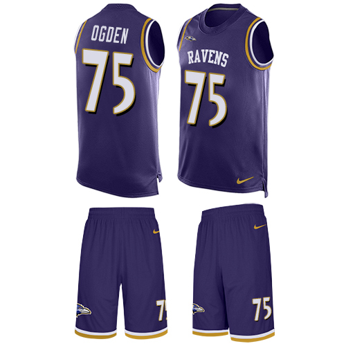 Men's Nike Baltimore Ravens #75 Jonathan Ogden Limited Purple Tank Top Suit NFL Jersey
