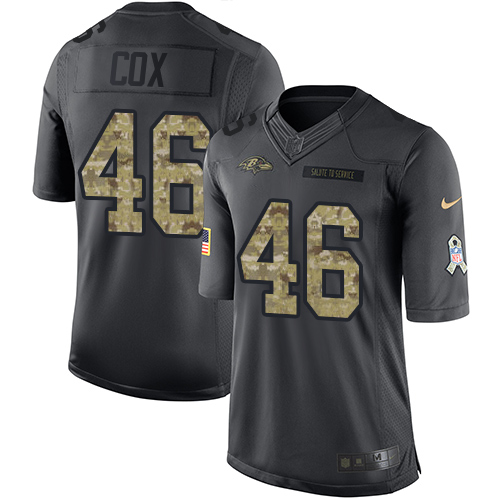 Youth Nike Baltimore Ravens #46 Morgan Cox Limited Black 2016 Salute to Service NFL Jersey