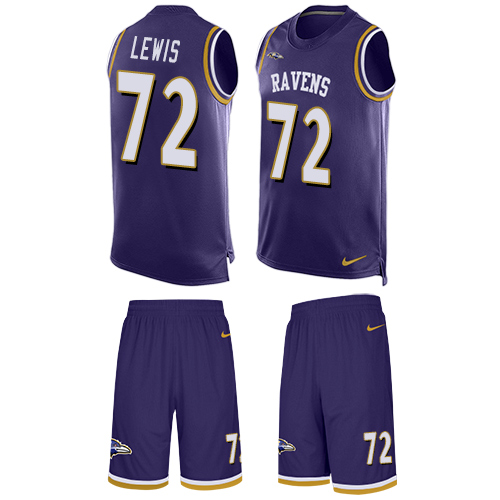 Men's Nike Baltimore Ravens #72 Alex Lewis Limited Purple Tank Top Suit NFL Jersey