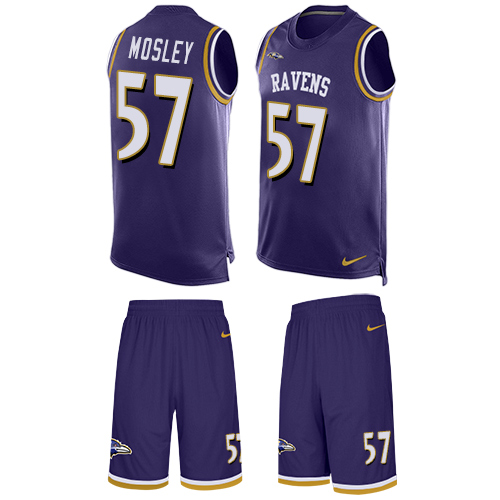 Men's Nike Baltimore Ravens #57 C.J. Mosley Limited Purple Tank Top Suit NFL Jersey