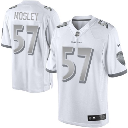 Men's Nike Baltimore Ravens #57 C.J. Mosley Limited White Platinum NFL Jersey