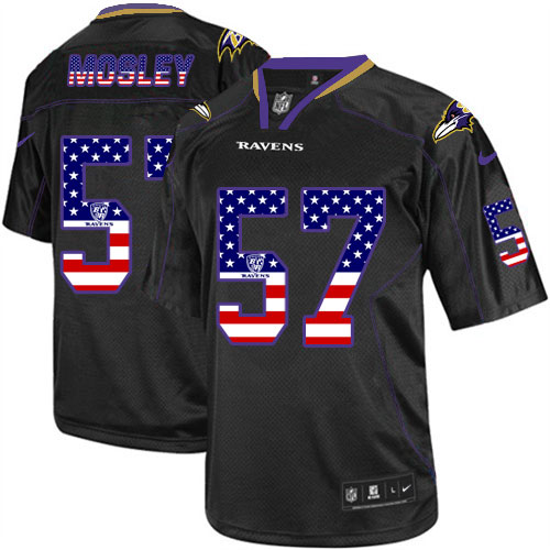 Men's Nike Baltimore Ravens #57 C.J. Mosley Elite Black USA Flag Fashion NFL Jersey