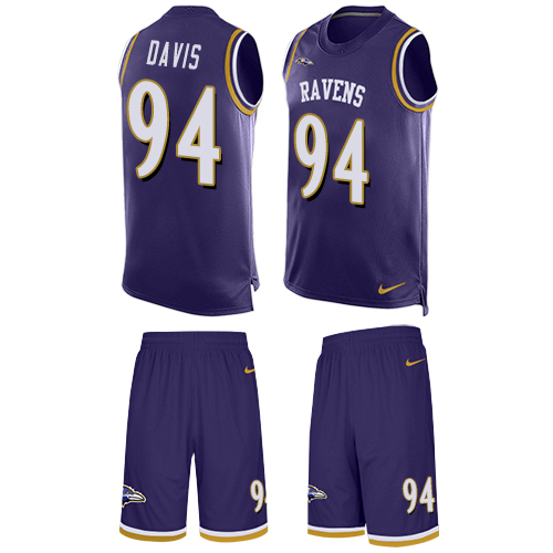 Men's Nike Baltimore Ravens #94 Carl Davis Limited Purple Tank Top Suit NFL Jersey