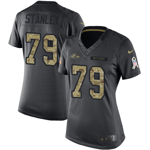 Women's Nike Baltimore Ravens #79 Ronnie Stanley Limited Black 2016 Salute to Service NFL Jersey