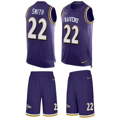 Men's Nike Baltimore Ravens #22 Jimmy Smith Limited Purple Tank Top Suit NFL Jersey