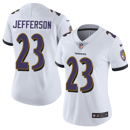 Women's Nike Baltimore Ravens #23 Tony Jefferson White Vapor Untouchable Elite Player NFL Jersey