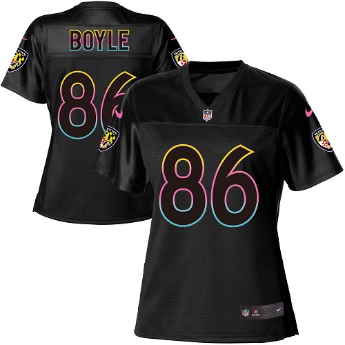 Women's Nike Baltimore Ravens #86 Nick Boyle Game Black Fashion NFL Jersey
