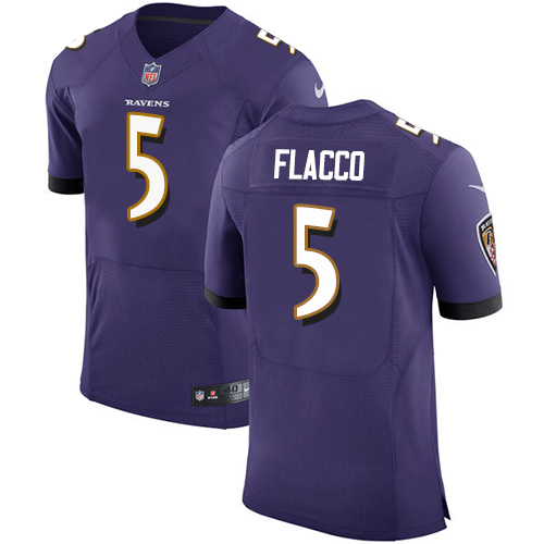 Men's Nike Baltimore Ravens #5 Joe Flacco Purple Team Color Vapor Untouchable Elite Player NFL Jersey