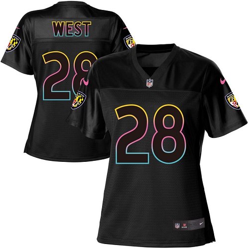 Women's Nike Baltimore Ravens #28 Terrance West Game Black Fashion NFL Jersey