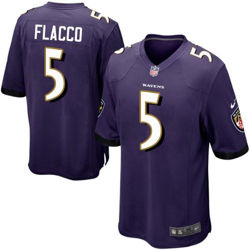 Men's Nike Baltimore Ravens #5 Joe Flacco Game Purple Team Color NFL Jersey
