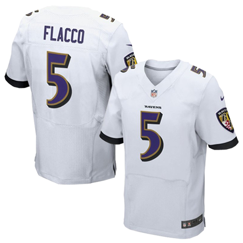 Men's Nike Baltimore Ravens #5 Joe Flacco Elite White NFL Jersey