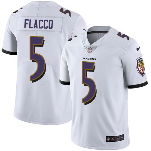 Men's Nike Baltimore Ravens #5 Joe Flacco White Vapor Untouchable Limited Player NFL Jersey