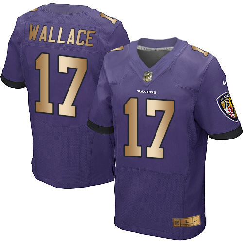 Men's Nike Baltimore Ravens #17 Mike Wallace Elite Purple/Gold Team Color NFL Jersey
