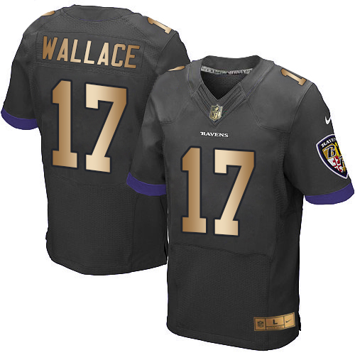 Men's Nike Baltimore Ravens #17 Mike Wallace Elite Black/Gold Alternate NFL Jersey