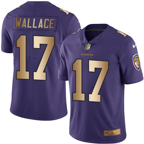 Men's Nike Baltimore Ravens #17 Mike Wallace Limited Purple/Gold Rush Vapor Untouchable NFL Jersey