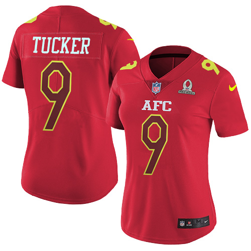 Women's Nike Baltimore Ravens #9 Justin Tucker Limited Red 2017 Pro Bowl NFL Jersey