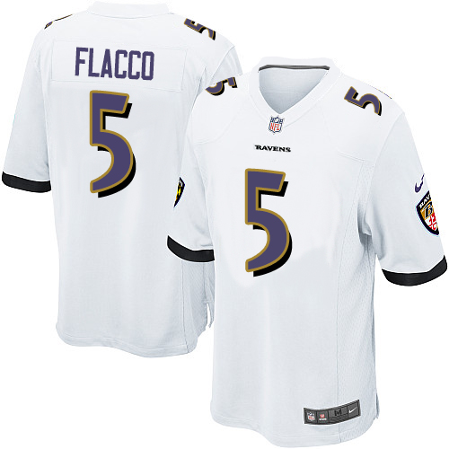 Men's Nike Baltimore Ravens #5 Joe Flacco Game White NFL Jersey