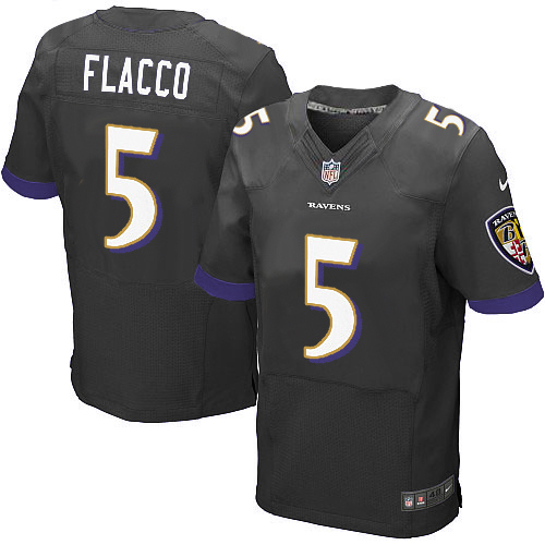 Men's Nike Baltimore Ravens #5 Joe Flacco Elite Black Alternate NFL Jersey