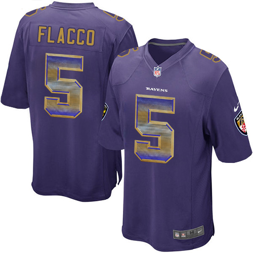 Men's Nike Baltimore Ravens #5 Joe Flacco Limited Purple Strobe NFL Jersey