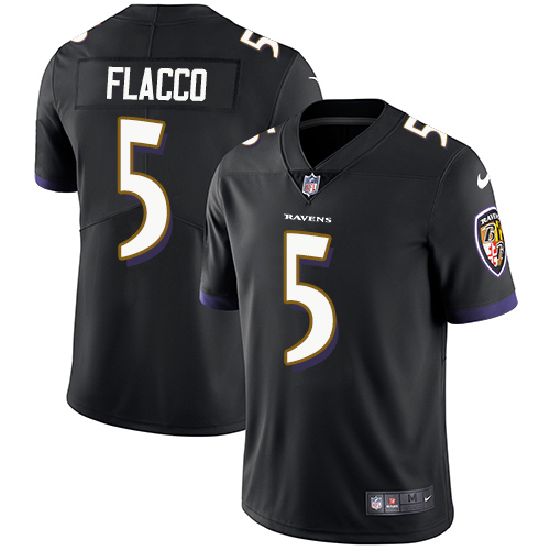 Men's Nike Baltimore Ravens #5 Joe Flacco Black Alternate Vapor Untouchable Limited Player NFL Jersey