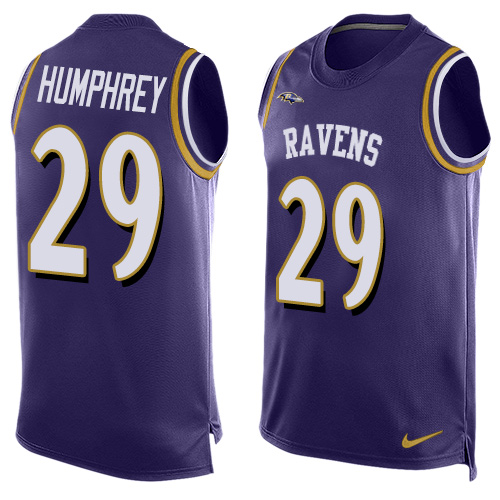 Men's Nike Baltimore Ravens #29 Marlon Humphrey Elite Purple Player Name & Number Tank Top NFL Jersey