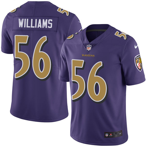 Men's Nike Baltimore Ravens #56 Tim Williams Elite Purple Rush Vapor Untouchable NFL Jersey