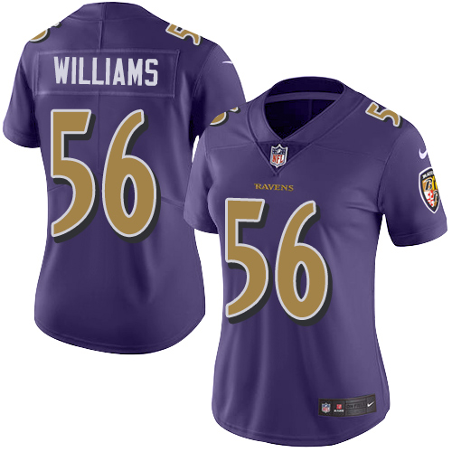 Women's Nike Baltimore Ravens #56 Tim Williams Limited Purple Rush Vapor Untouchable NFL Jersey