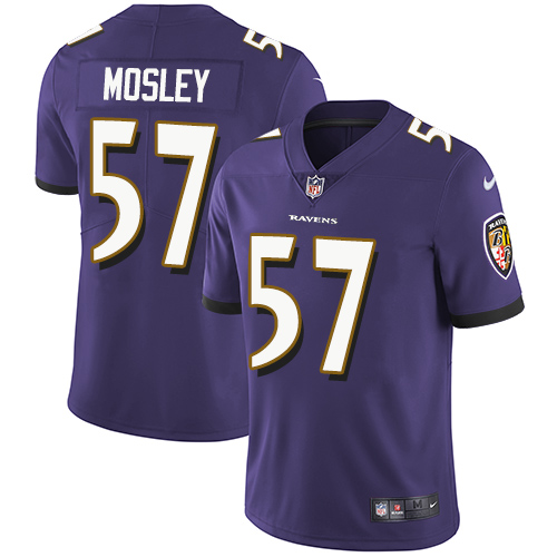 Men's Nike Baltimore Ravens #57 C.J. Mosley Purple Team Color Vapor Untouchable Limited Player NFL Jersey