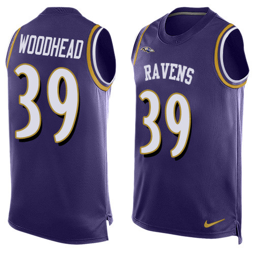 Men's Nike Baltimore Ravens #39 Danny Woodhead Elite Purple Player Name & Number Tank Top NFL Jersey