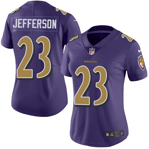 Women's Nike Baltimore Ravens #23 Tony Jefferson Limited Purple Rush Vapor Untouchable NFL Jersey