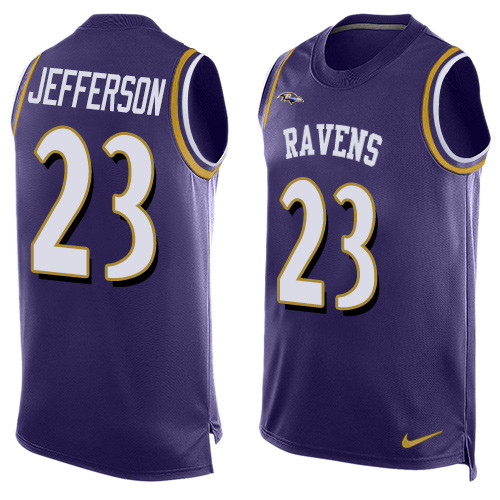 Men's Nike Baltimore Ravens #23 Tony Jefferson Elite Purple Player Name & Number Tank Top NFL Jersey