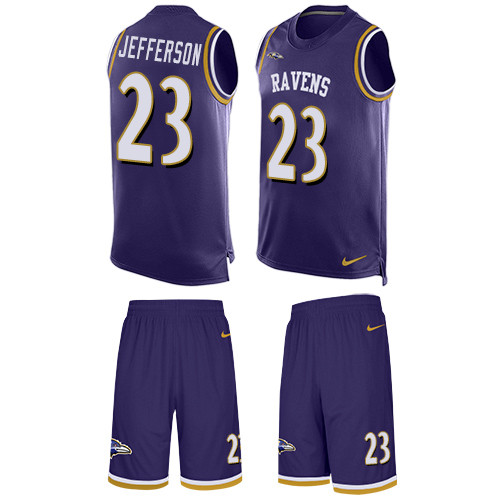 Men's Nike Baltimore Ravens #23 Tony Jefferson Limited Purple Tank Top Suit NFL Jersey