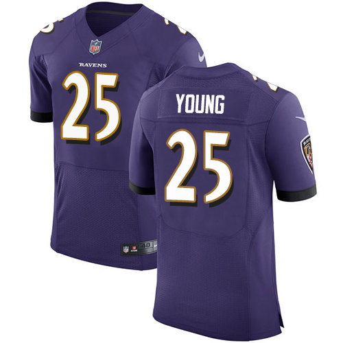 Men's Nike Baltimore Ravens #25 Tavon Young Purple Team Color Vapor Untouchable Elite Player NFL Jersey