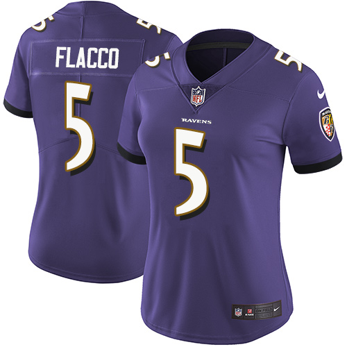 Women's Nike Baltimore Ravens #5 Joe Flacco Purple Team Color Vapor Untouchable Limited Player NFL Jersey