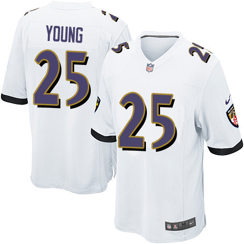 Men's Nike Baltimore Ravens #25 Tavon Young Game White NFL Jersey