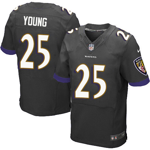Men's Nike Baltimore Ravens #25 Tavon Young Elite Black Alternate NFL Jersey