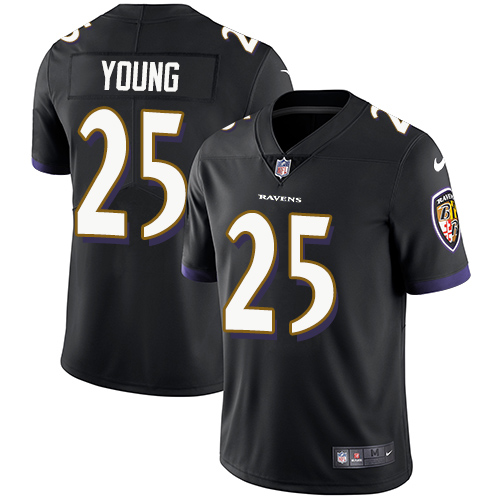 Men's Nike Baltimore Ravens #25 Tavon Young Black Alternate Vapor Untouchable Limited Player NFL Jersey