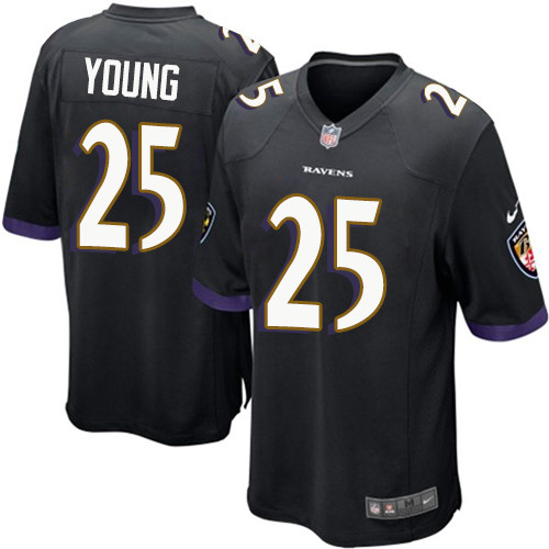 Men's Nike Baltimore Ravens #25 Tavon Young Game Black Alternate NFL Jersey
