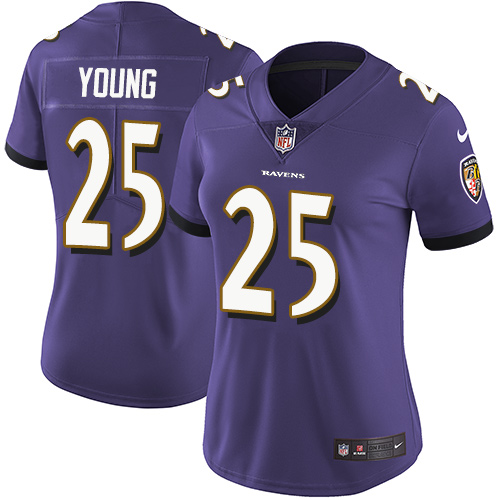 Women's Nike Baltimore Ravens #25 Tavon Young Purple Team Color Vapor Untouchable Limited Player NFL Jersey