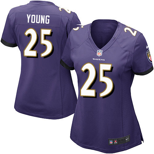 Women's Nike Baltimore Ravens #25 Tavon Young Game Purple Team Color NFL Jersey