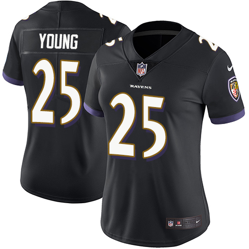 Women's Nike Baltimore Ravens #25 Tavon Young Black Alternate Vapor Untouchable Elite Player NFL Jersey