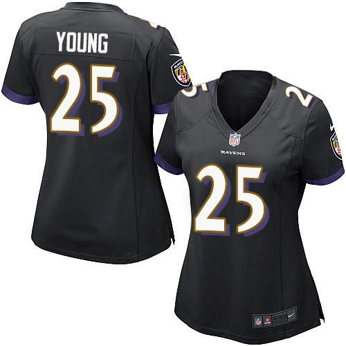 Women's Nike Baltimore Ravens #25 Tavon Young Game Black Alternate NFL Jersey