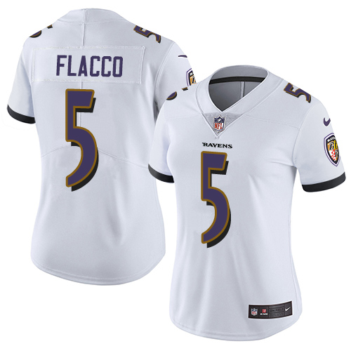 Women's Nike Baltimore Ravens #5 Joe Flacco White Vapor Untouchable Limited Player NFL Jersey