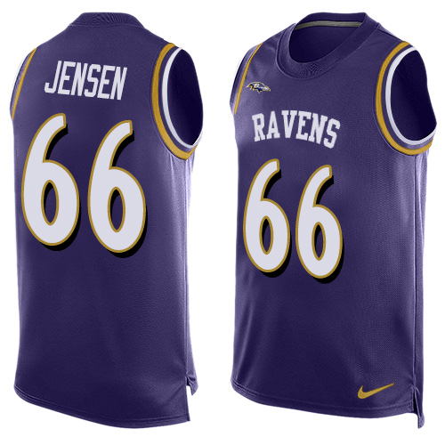 Men's Nike Baltimore Ravens #66 Ryan Jensen Elite Purple Player Name & Number Tank Top NFL Jersey